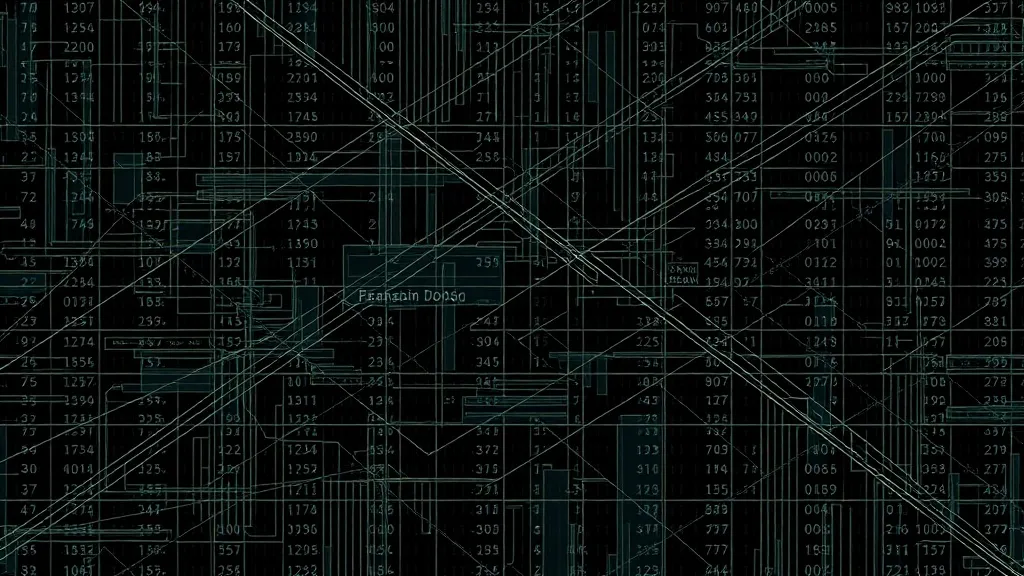 Abstract geometric pattern of lines and numbers representing