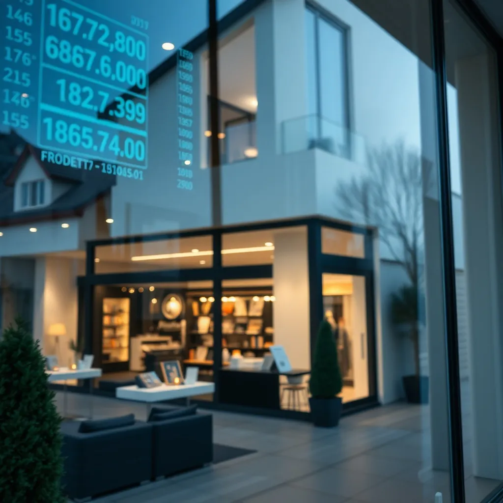 A modern house exterior shot through a glass window with fin