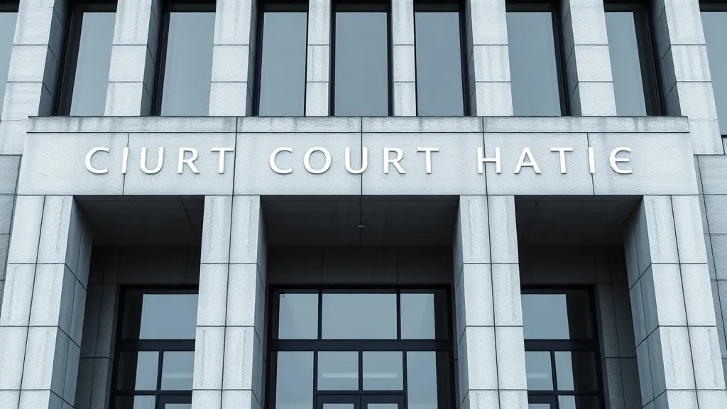 High-contrast architectural detail of a modern courthouse in