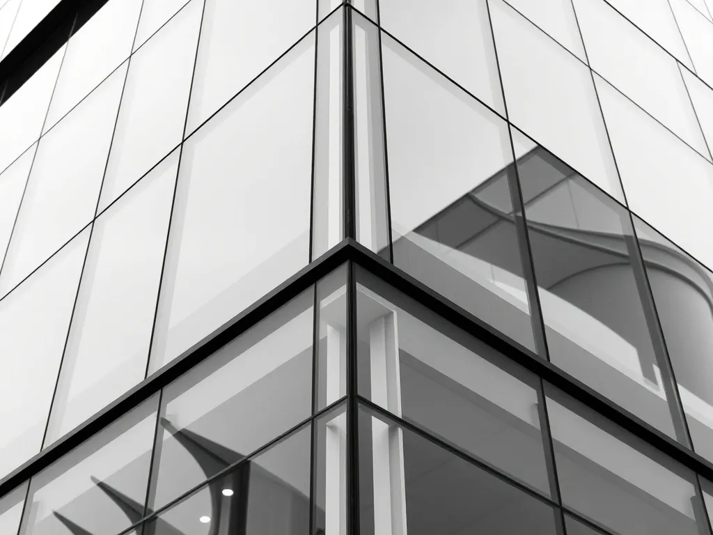 High-contrast black and white architectural detail of a mode